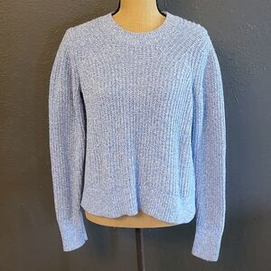 Banana Republic Medium Blue Cable Knit Cotton-blend Pullover Sweater
